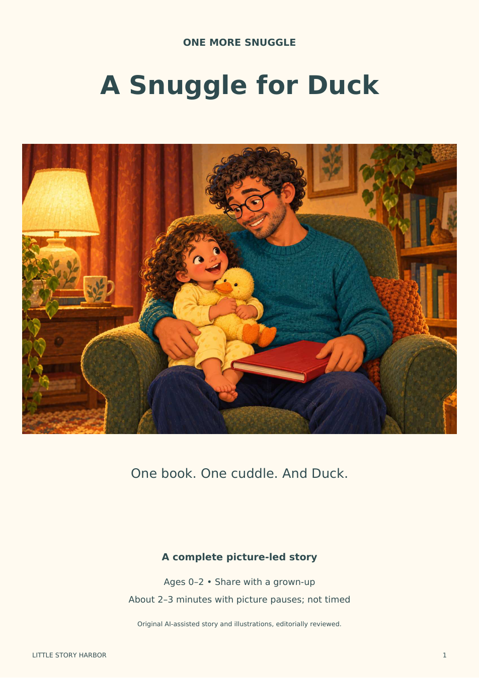 Original cover illustration for A Snuggle for Duck