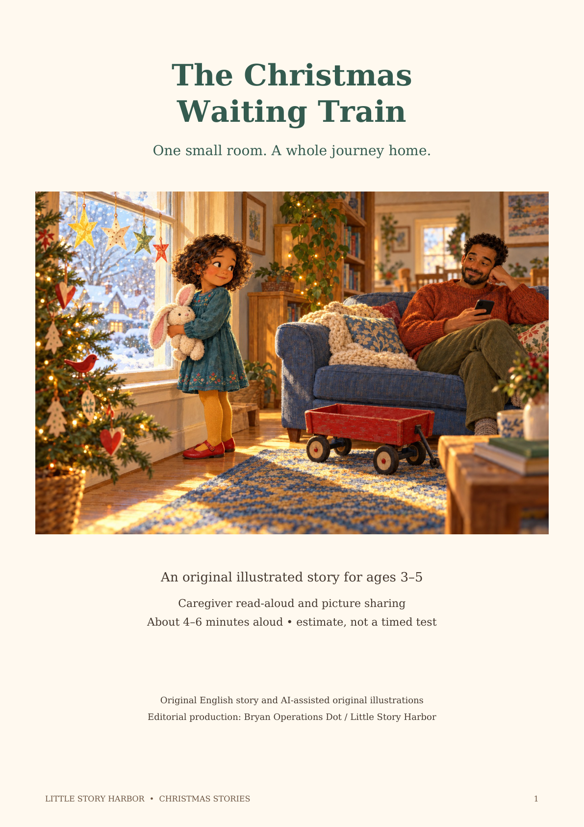 Original cover illustration for The Christmas Waiting Train