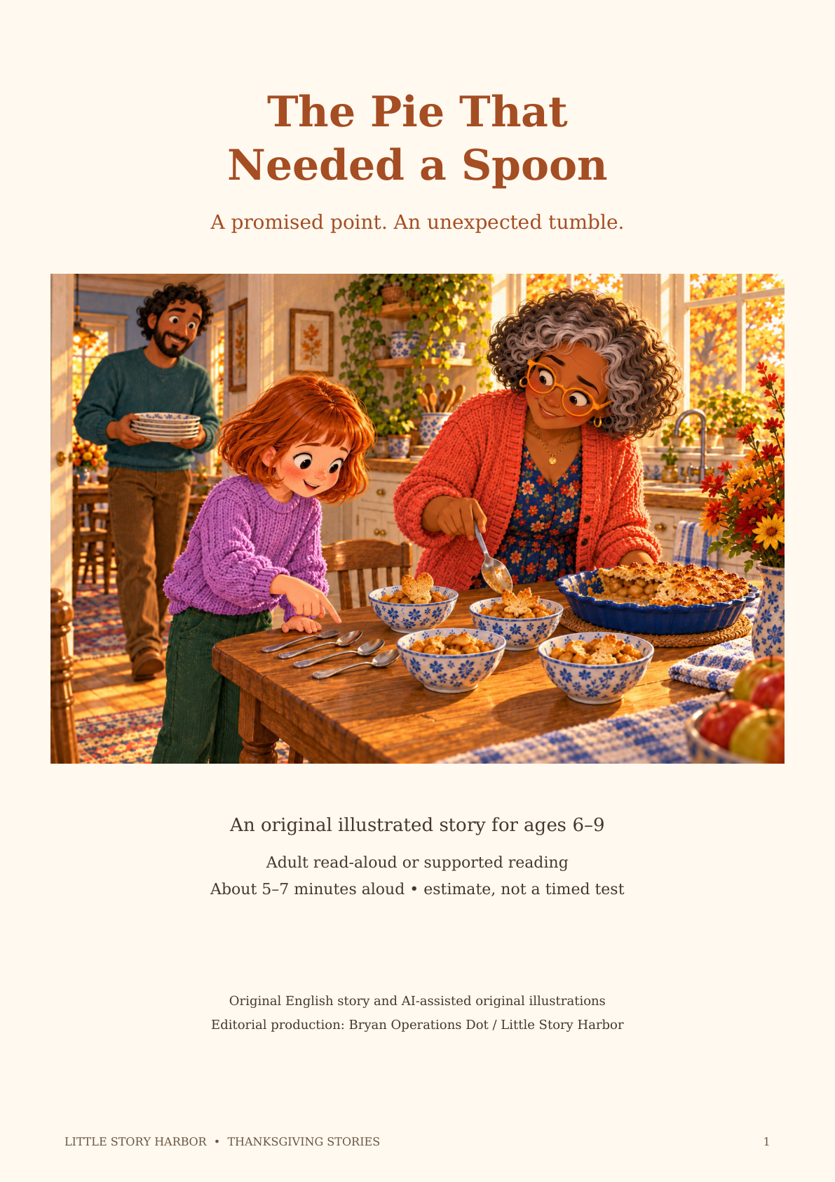 Original cover illustration for The Pie That Needed a Spoon