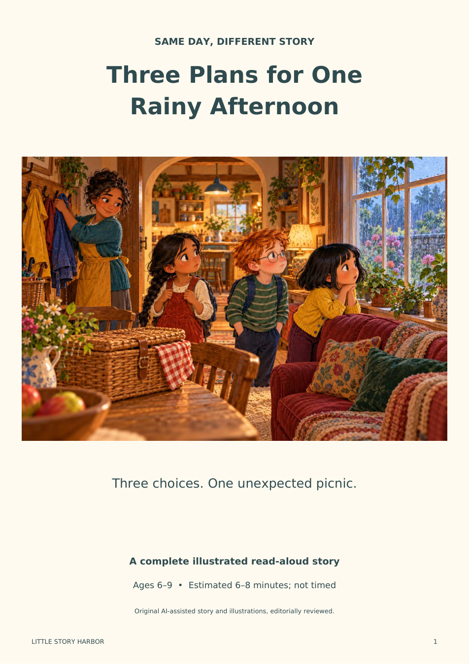 Original cover illustration for Three Plans for One Rainy Afternoon